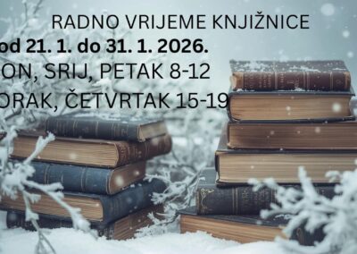 Obavijest o promjeni radnog vremena Knjižnice Belišće